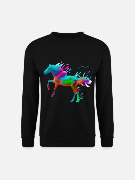 Farbenfrohes Pferd - Unisex Pullover - Schwarz