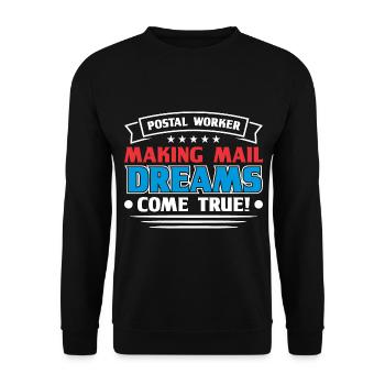 Postbote Briefträger Brief Paketdienst Geschenk - Unisex Pullover - Schwarz - Vorne - Alina (178cm) & Michal (187cm)