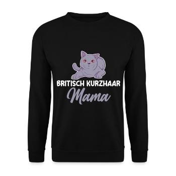 Britisch Kurzhaar Katze - Unisex Pullover - Schwarz - Vorne - Alina (178cm) & Michal (187cm)