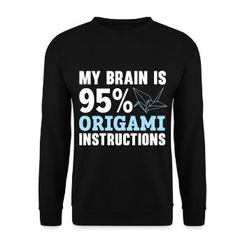 Mein Gehirn besteht zu 95% aus Origami-Anleitungen - Unisex Pullover - Schwarz - Vorne - Alina (178cm) & Michal (187cm)