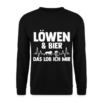 Löwe Löwen - Unisex Pullover - Schwarz - Vorne - Alina (178cm) & Michal (187cm)