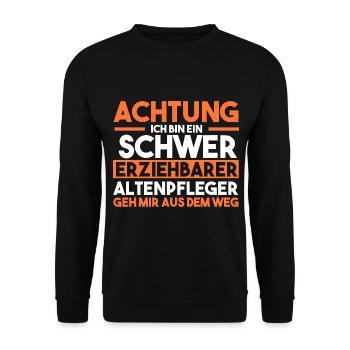 Pflege Pflegekraft Altenpfleger - Unisex Pullover - Schwarz - Vorne - Alina (178cm) & Michal (187cm)