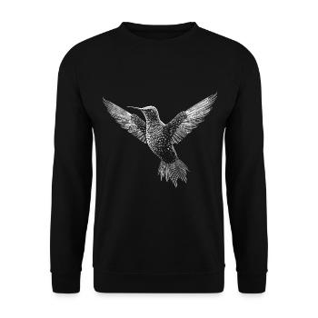 Kollibri, süßer Vogel im ASCII Code - Unisex Pullover - Schwarz - Vorne - Alina (178cm) & Michal (187cm)