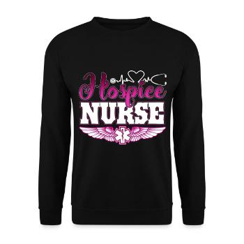 Funny Hospice Nurse - Unisex Sweatshirt - black - Front - Alina (178cm) & Michal (187cm)
