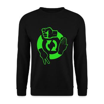 Dynamic scissors stone paper symbols - Unisex Sweatshirt - black - Front - Alina (178cm) & Michal (187cm)