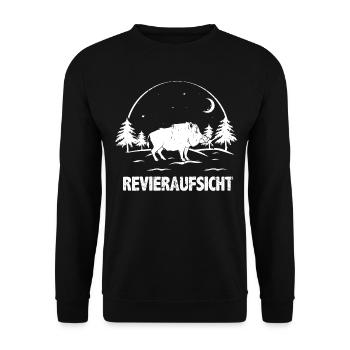 Jäger - Revieraufsicht mit Wildschwein - Unisex Pullover - Schwarz - Vorne - Alina (178cm) & Michal (187cm)