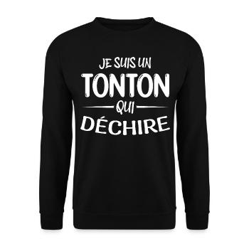 je suis un tonton qui dechire humour tonton drole - Sweat-shirt Unisexe - noir - Devant - Alina (178cm) & Michal (187cm)