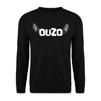 Ouzo Slogan for Greeks One Ouzo a Day Ouzo Party - Unisex Sweatshirt - black - Front - Alina (178cm) & Michal (187cm)