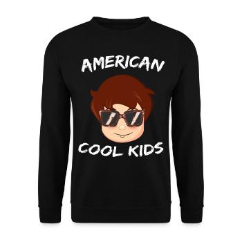 American cool Kids, children from the USA - Unisex Sweatshirt - black - Front - Alina (178cm) & Michal (187cm)