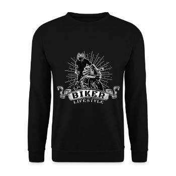 Motorcycle Lifestyle / Motorcycle / Motorcycles biker - Unisex Sweatshirt - black - Front - Alina (178cm) & Michal (187cm)