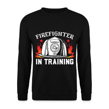 Firefighter in training - Unisex Sweatshirt - black - Front - Alina (178cm) & Michal (187cm)