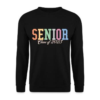 Abschlussklasse 2023 Retro Abschlussfeier Geschenk - Unisex Pullover - Schwarz - Vorne - Alina (178cm) & Michal (187cm)