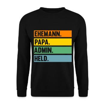 Informatiker Papa Vater Admin Administrator - Unisex Pullover - Schwarz - Vorne - Alina (178cm) & Michal (187cm)