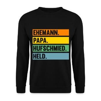 Hufbeschlagschmied Pferdeschmied Hufschmied - Unisex Pullover - Schwarz - Vorne - Alina (178cm) & Michal (187cm)