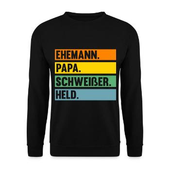 Schweißen Metallbau Metallbauer Papa Vater Schweiß - Unisex Pullover - Schwarz - Vorne - Alina (178cm) & Michal (187cm)