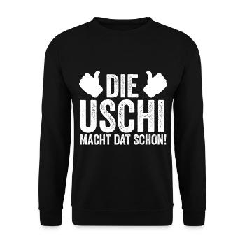 Die Uschi Macht Dat Schon - Unisex Pullover - Schwarz - Vorne - Alina (178cm) & Michal (187cm)