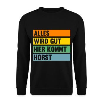 Horst - Unisex Pullover - Schwarz - Vorne - Alina (178cm) & Michal (187cm)