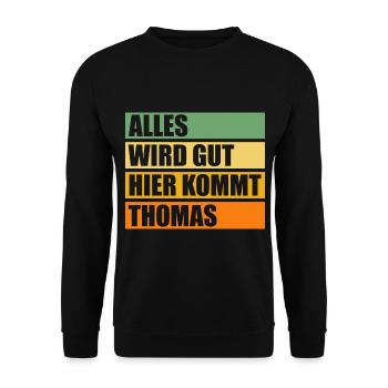 Thomas - Unisex Pullover - Schwarz - Vorne - Alina (178cm) & Michal (187cm)