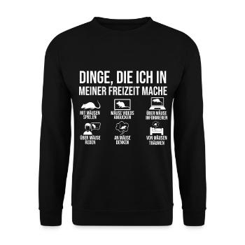 Dinge die ich in meiner Freizeit mache mit Mäusen - Unisex Pullover - Schwarz - Vorne - Alina (178cm) & Michal (187cm)