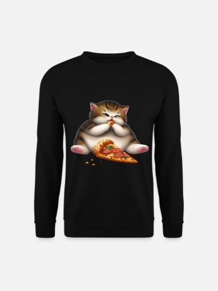 Pizza lover cat - Unisex Sweatshirt - black