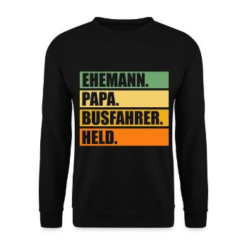 Papa Vater Bus Busfahrer - Unisex Pullover - Schwarz - Vorne - Alina (178cm) & Michal (187cm)