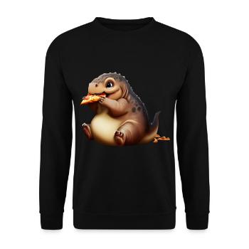 Pizza Loving Dinosaur - Unisex Sweatshirt - black - Front - Alina (178cm) & Michal (187cm)
