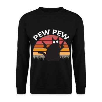Pew Pew Cat - Unisex Sweatshirt - black - Front - Alina (178cm) & Michal (187cm)