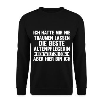 Pflege Pflegekraft AltenPflegerinin - Unisex Pullover - Schwarz - Vorne - Alina (178cm) & Michal (187cm)