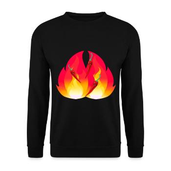 Feuriger Chilli schaft Gewürze Speise gesund - Unisex Pullover - Schwarz - Vorne - Alina (178cm) & Michal (187cm)