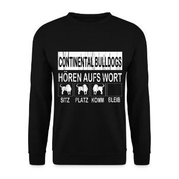 Continental Bulldog Hunde Geschenk Hund - Unisex Pullover - Schwarz - Vorne - Alina (178cm) & Michal (187cm)