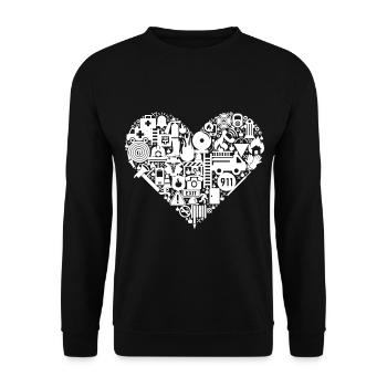 Fire Brigade Heart Firefighter 112 - Unisex Sweatshirt - black - Front - Alina (178cm) & Michal (187cm)