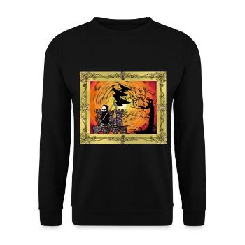 Horror Mittelalter Burg Festung Sensenmann Tod - Unisex Pullover - Schwarz - Vorne - Alina (178cm) & Michal (187cm)