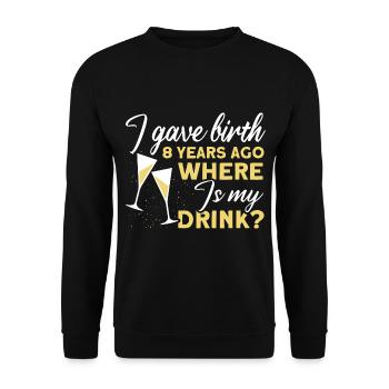 8. Geburtstag Bier Trinken Mutter Mama - Unisex Pullover - Schwarz - Vorne - Alina (178cm) & Michal (187cm)