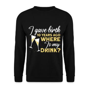 10. Geburtstag Bier Trinken Mutter Mama - Unisex Pullover - Schwarz - Vorne - Alina (178cm) & Michal (187cm)