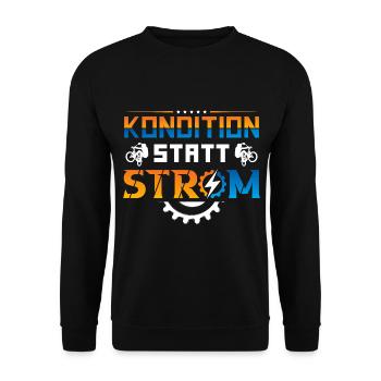 Fahrrad Kondition statt Strom - Unisex Pullover - Schwarz - Vorne - Alina (178cm) & Michal (187cm)