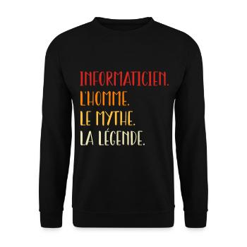 INFORMATICIEN l homme le mythe la légende humour - Sweat-shirt Unisexe - noir - Devant - Alina (178cm) & Michal (187cm)