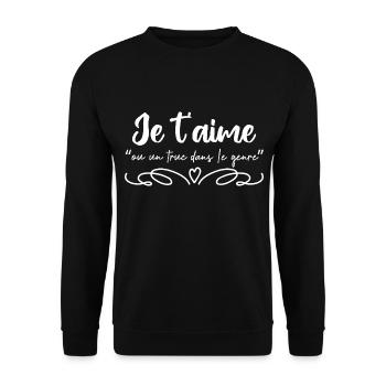 je t aime ou un truc dans le genre - Sweat-shirt Unisexe - noir - Devant - Alina (178cm) & Michal (187cm)