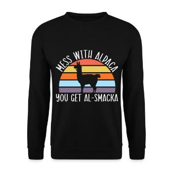 Avec les alpagas, vous jouez les amateurs d’Al-Smacka Llama - Sweat-shirt Unisexe - noir - Devant - Alina (178cm) & Michal (187cm)
