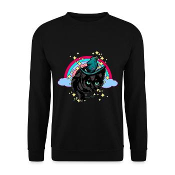 Magic Rainbow Spell Cat Magic - Unisex Sweatshirt - black - Front - Alina (178cm) & Michal (187cm)