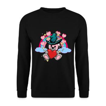 Fantasy Teddy Rainbow Kids Baby Hearts Cloud - Unisex Sweatshirt - black - Front - Alina (178cm) & Michal (187cm)