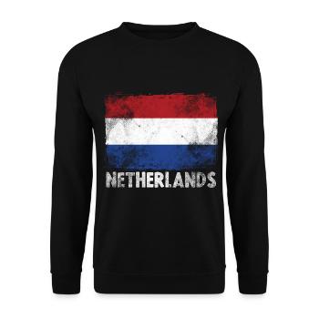 Niederlande Flagge Retro Holland - Unisex Pullover - Schwarz - Vorne - Alina (178cm) & Michal (187cm)