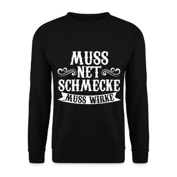 Muss Net Schmecke Muss Wirke Fitness - Unisex Pullover - Schwarz - Vorne - Alina (178cm) & Michal (187cm)