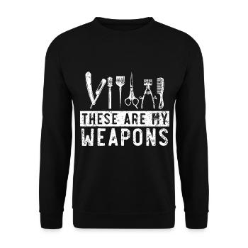 Ce sont mes armes coupe de cheveux coiffure barbier - Sweat-shirt Unisexe - noir - Devant - Alina (178cm) & Michal (187cm)