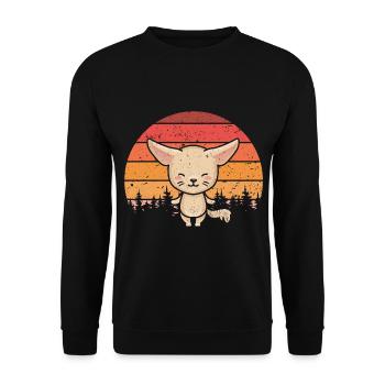 Retro Vintage Fennec Fuchs Besitzer Fennec Füchse - Unisex Pullover - Schwarz - Vorne - Alina (178cm) & Michal (187cm)
