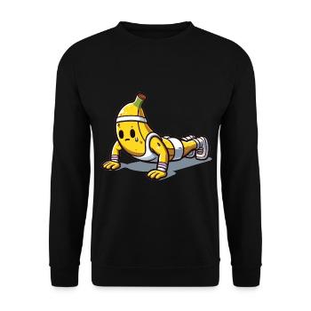 Banana Power: Push-ups - Unisex Sweatshirt - black - Front - Alina (178cm) & Michal (187cm)