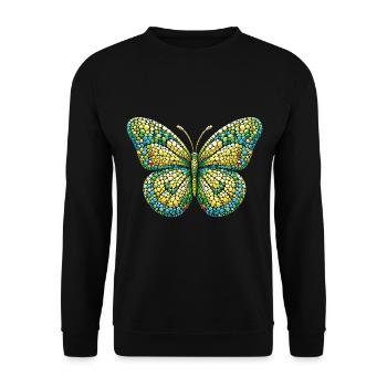 Mosaic Butterfly: Unique Insect Art - Unisex Sweatshirt - black - Front - Alina (178cm) & Michal (187cm)