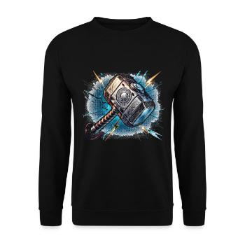 Thor's hammer with thunder effects - Unisex Sweatshirt - black - Front - Alina (178cm) & Michal (187cm)