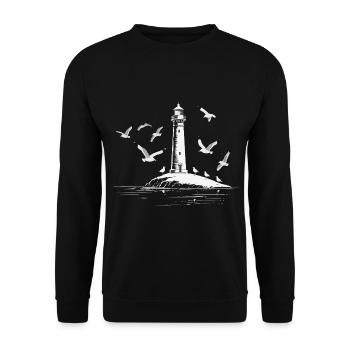 Seagull Lighthouse Harbor Moin Sea LakeSeaLighthouse Seagull H - Unisex Sweatshirt - black - Front - Alina (178cm) & Michal (187cm)
