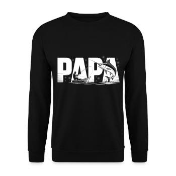 Papa beim Angeln - Unisex Pullover - Schwarz - Vorne - Alina (178cm) & Michal (187cm)
