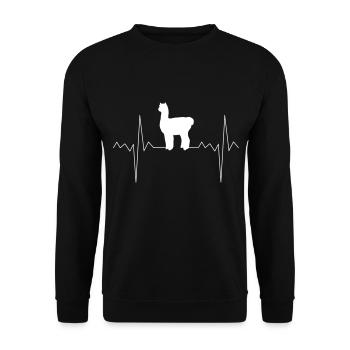 Fréquence cardiaque rythme cardiaque coeur ligne alpaga cadeau - Sweat-shirt Unisexe - noir - Devant - Alina (178cm) & Michal (187cm)
